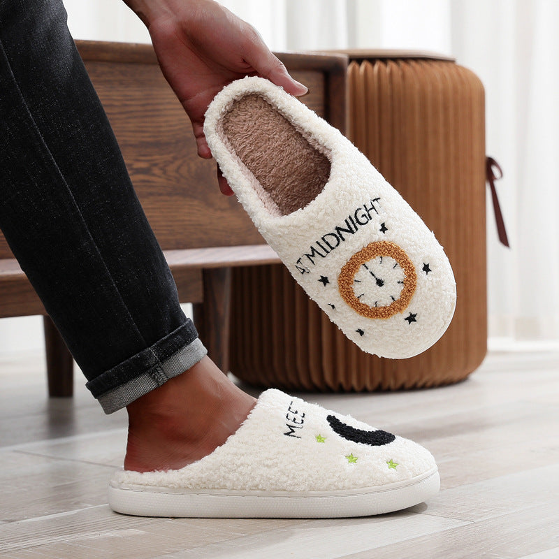 Wholesale Winter Moon Clock Cotton Slippers
